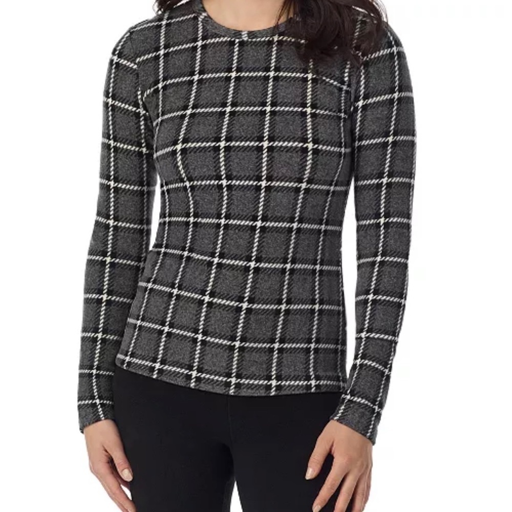 Cuddl Duds Gray Fitted Ribbed Long Sleeve Top
